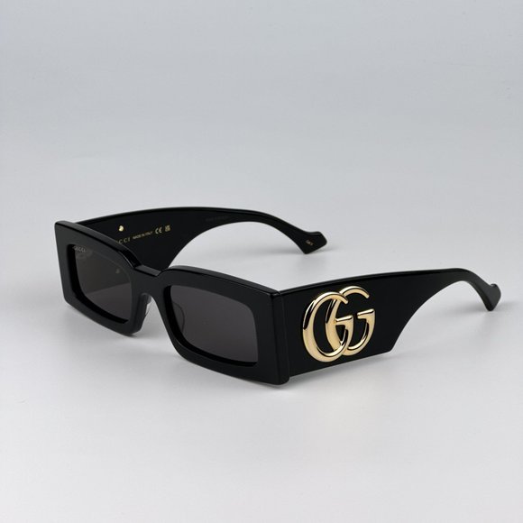 Gucci GG1425S 001 Sunglasses Black Grey Rectangle Unisex GG 1425S main image 12